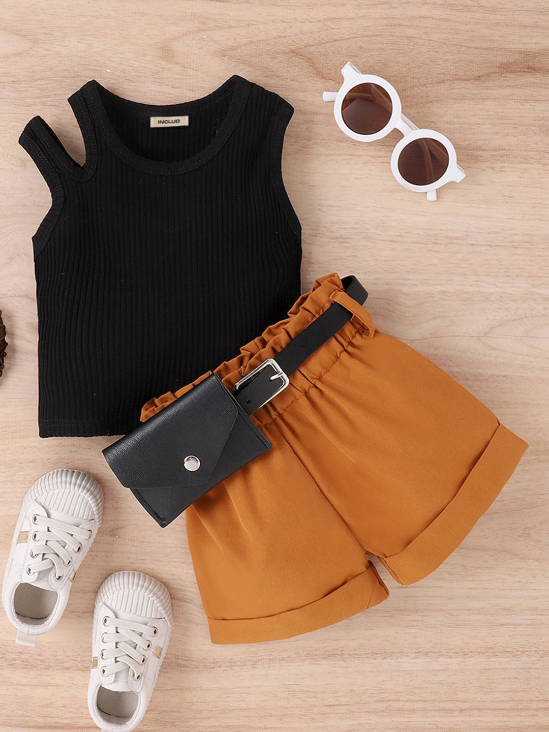

INCLUD Girls Top With Shorts, Black