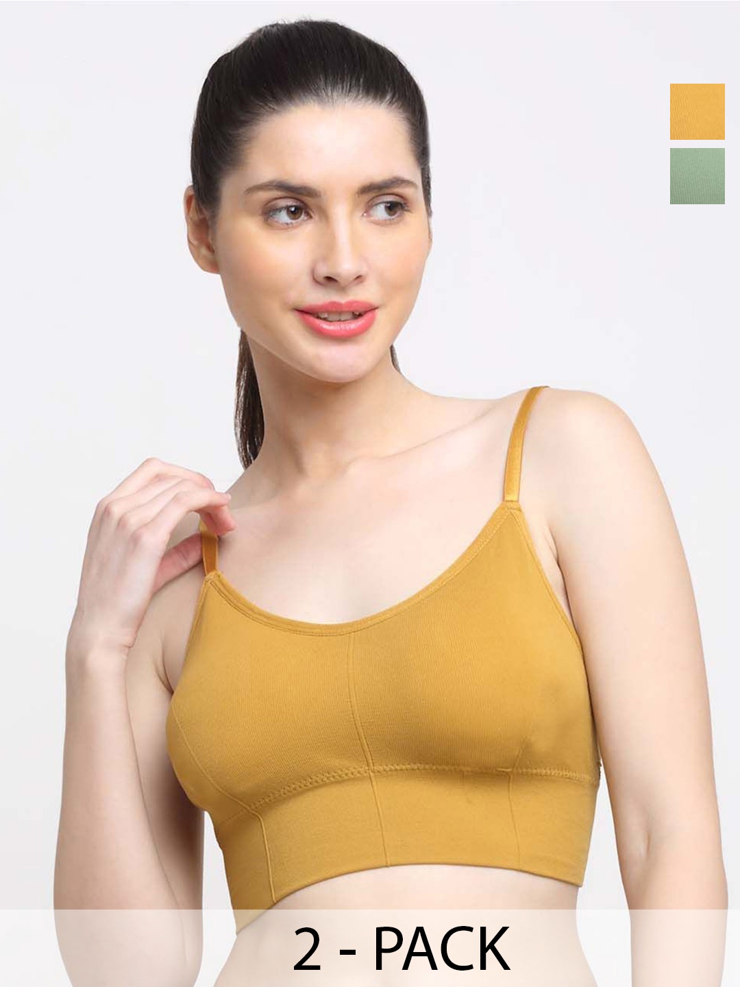 

Friskers Pack Of 2 Full Coverage Lightly Padded Bra With All Day Comfort, Mustard