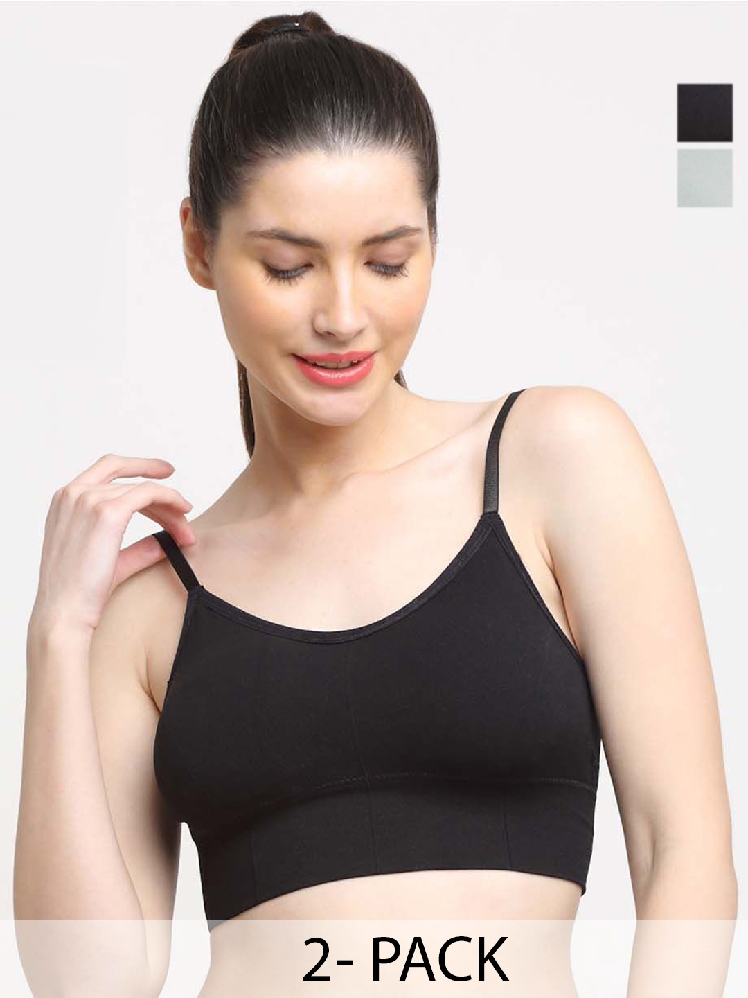 

Friskers Pack Of 2 Full Coverage Lightly Padded Everyday Bra- Anti Bacterial, Black