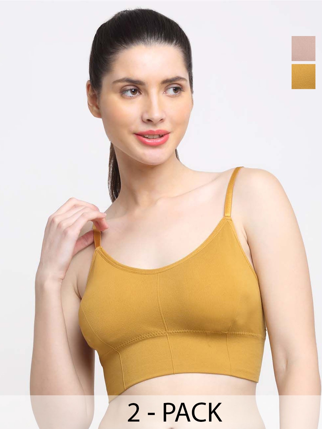 

Friskers Pack Of 2 Lightly Padded T-shirt Bras With Anti Bacterial, Mustard