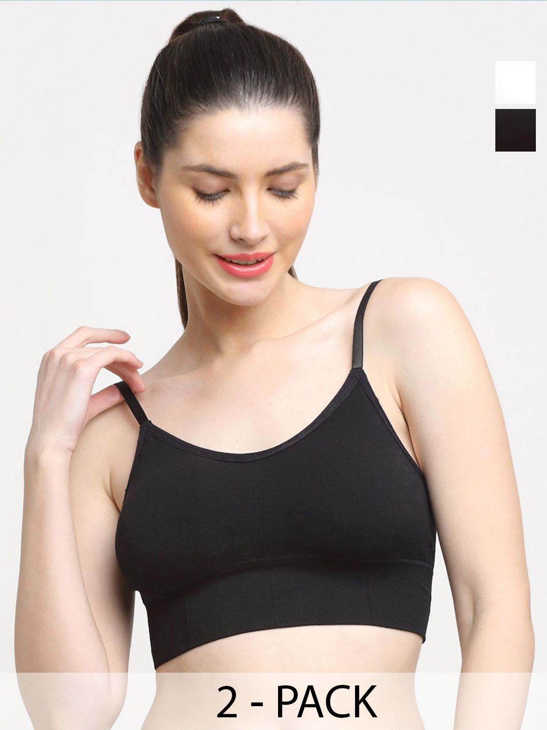 

Friskers Pack Of 2 Lightly Padded Cotton T-shirt Bra - Anti Bacterial, Black
