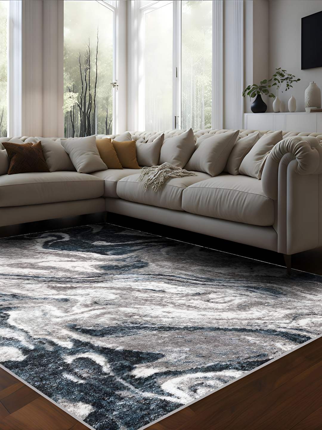 

Sapana Carpet-Mats Grey Textured Contemporary Anti-Skid Carpet