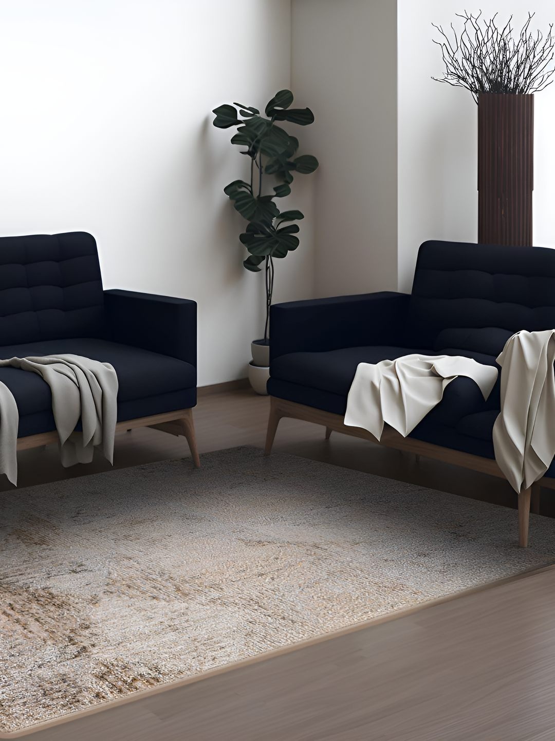 

Sapana Carpet-Mats Beige Abstract Contemporary Anti-Skid Carpet