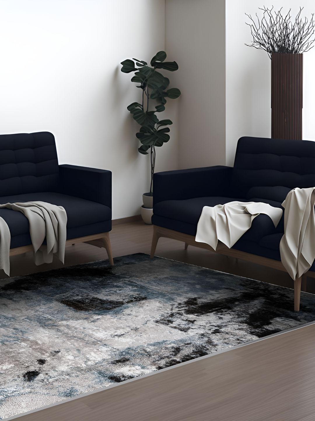 

Sapana Carpet-Mats Grey Abstract Contemporary Anti-Skid Carpet