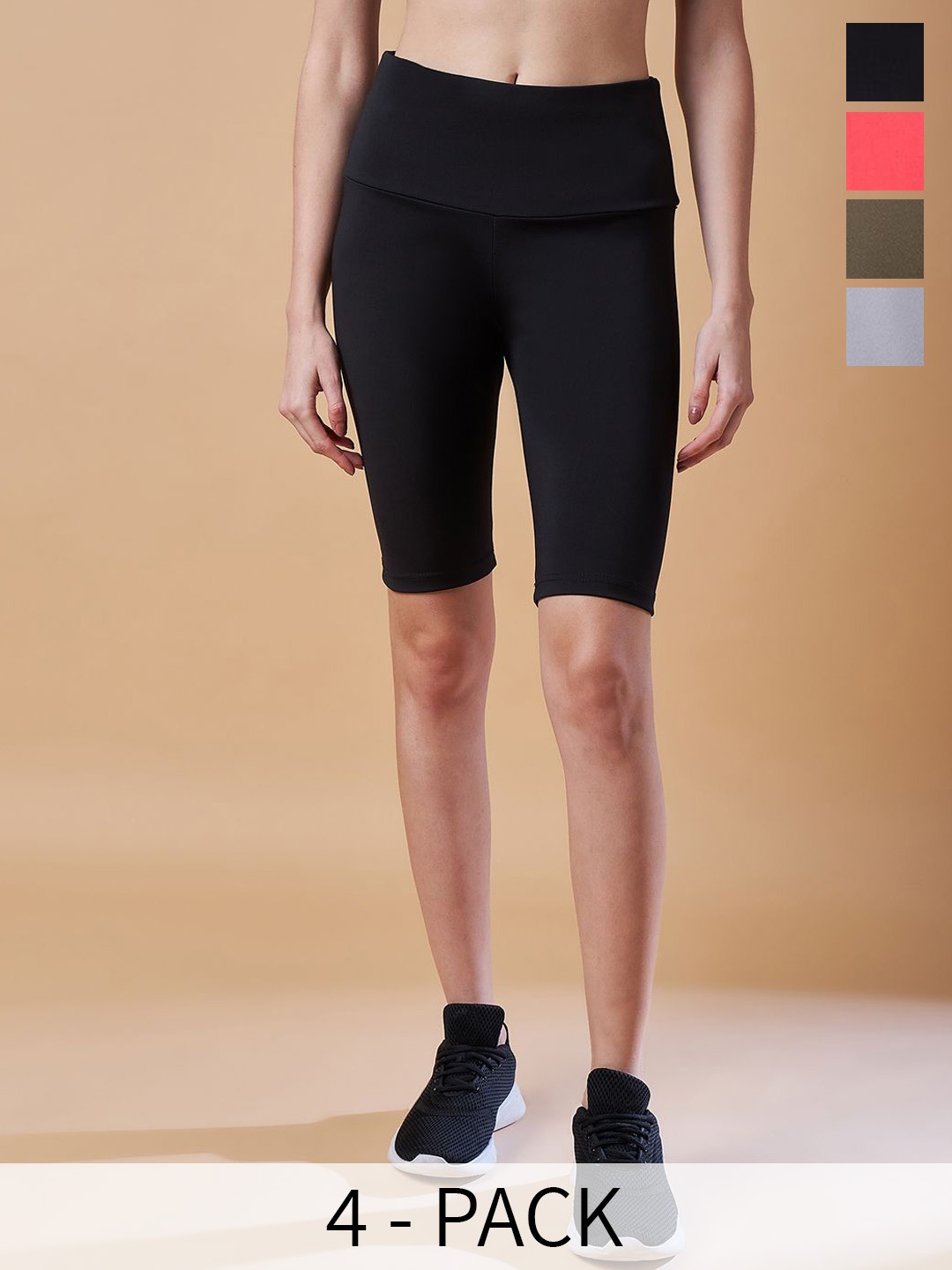 

COLOR CAPITAL Women Pack Of 4 Above Knee Length Tights, Black