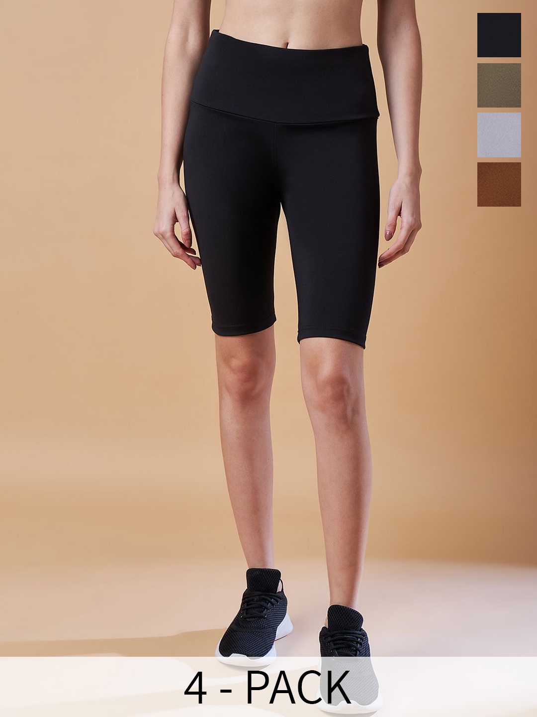 

COLOR CAPITAL Women Pack Of 4 Above Knee Length Antimicrobial Tights, Black