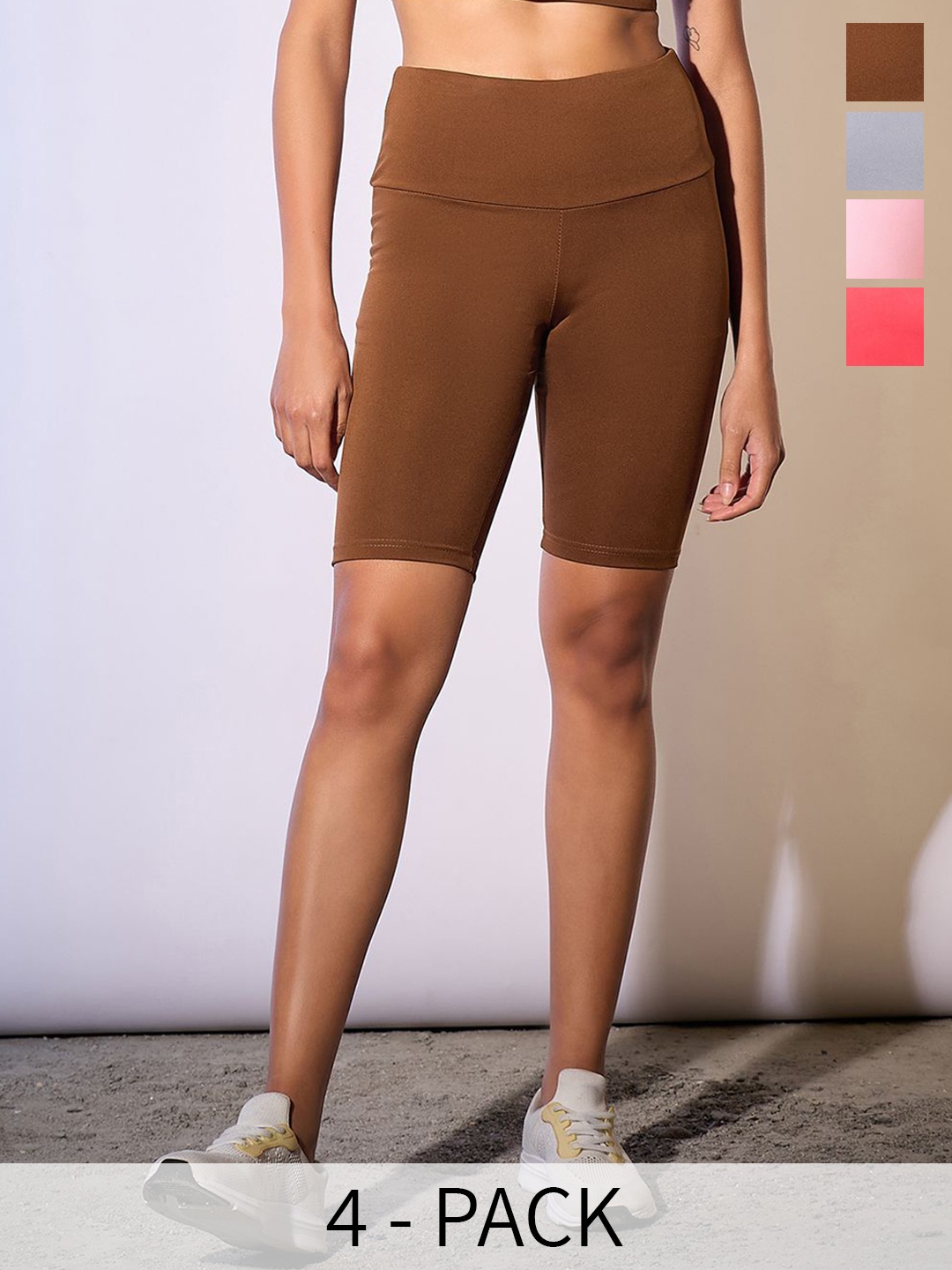 

COLOR CAPITAL Women Pack Of 4 Antimicrobial Above Knee Length Tights, Peach