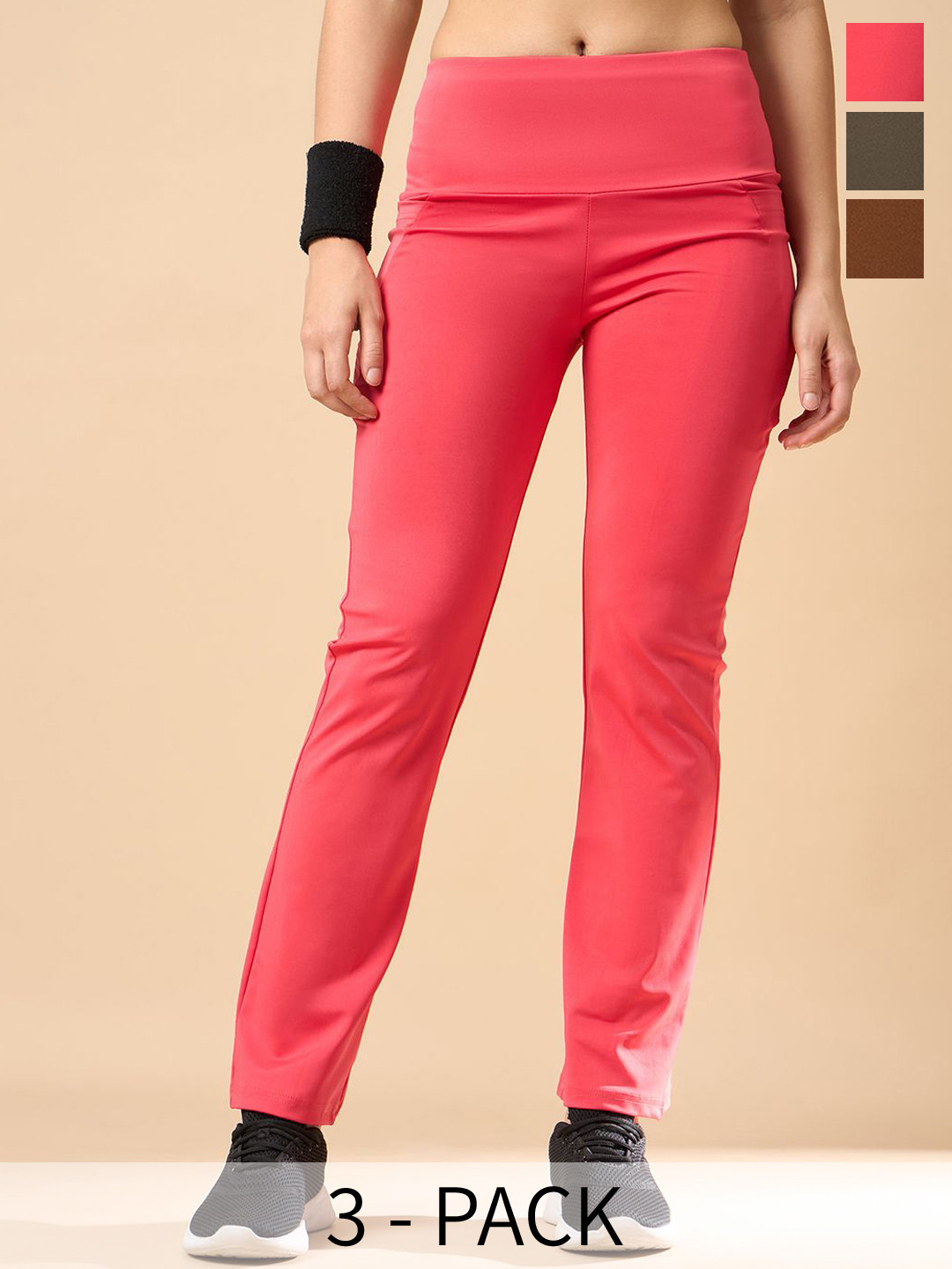 

COLOR CAPITAL Women Pack Of 3 Ankle-Length Tights, Brown