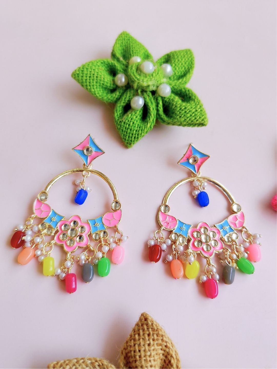 

Anouk Gold-Plated Beaded Enamelled Star Shaped Chandbalis