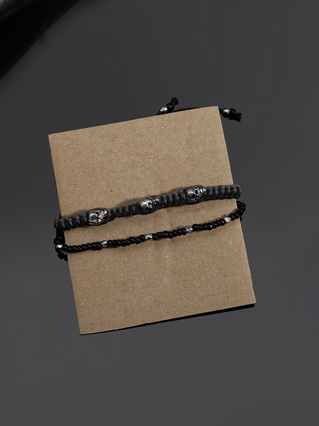 

The Roadster Lifestyle Co. Set of 4 Leather Adjustable Wrap Bracelet, Black