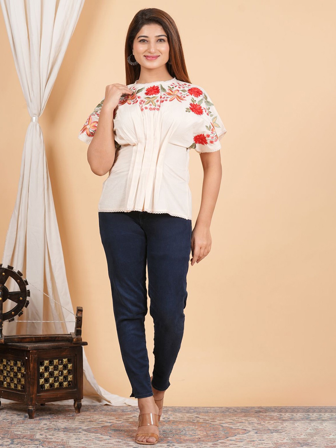 

Kaftanize Embellished Tunic, White