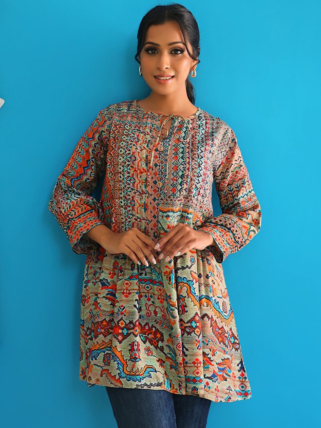 

Kaftanize Printed Tunic, Beige