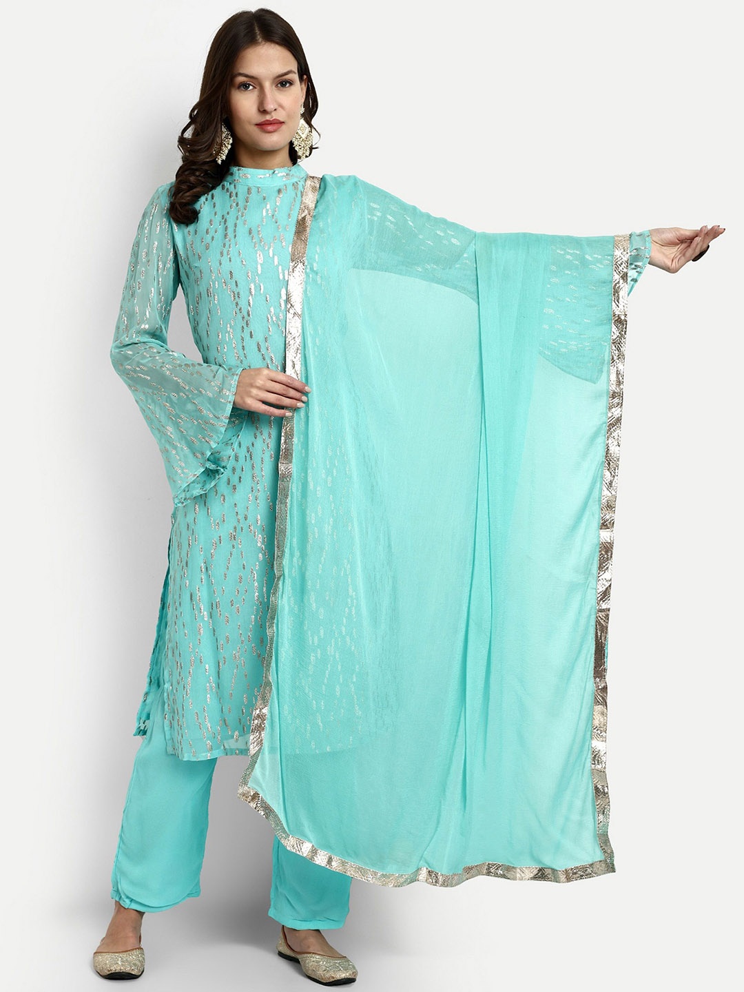 

GENDAFOOL Printed Regular Kurta with Salwar & With Dupatta, Blue