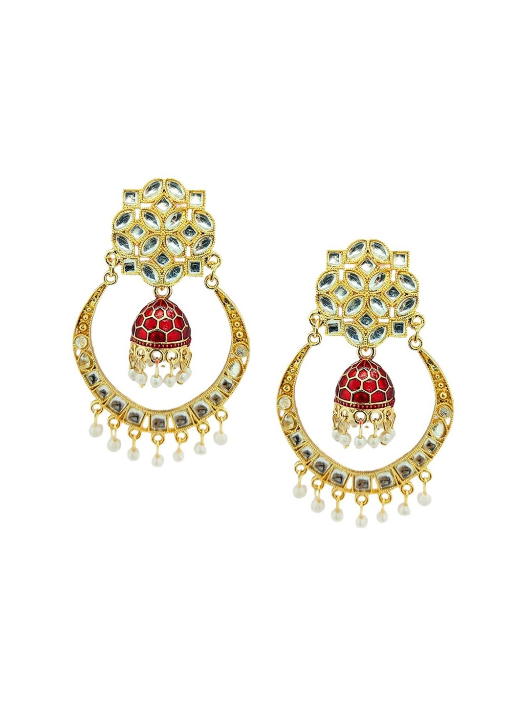 

Anouk Gold Toned Artificial Beads Gold Plated Meenakari Drop Earrings
