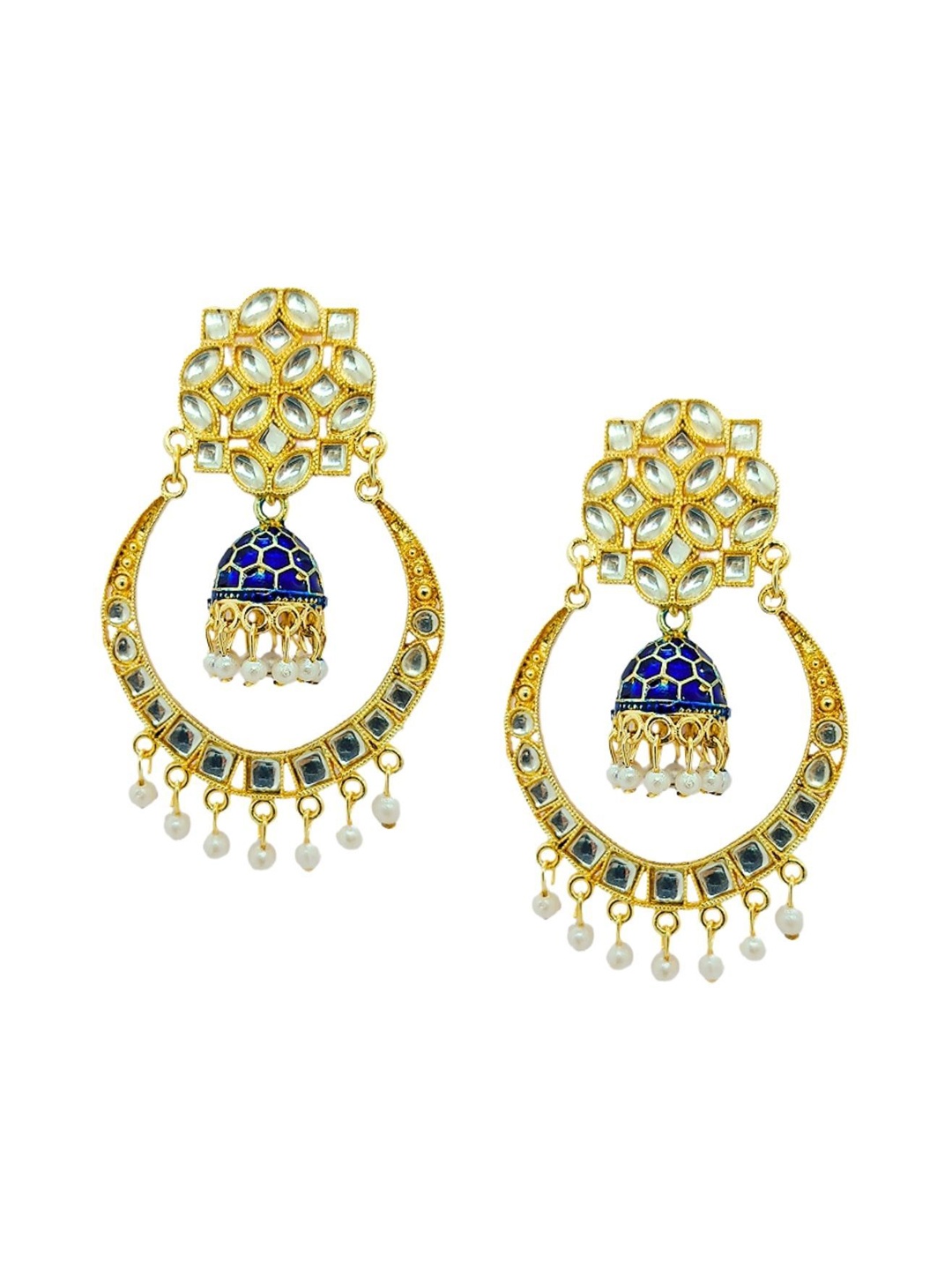 

Anouk Gold-Plated Meenakari Chandbalis, Blue