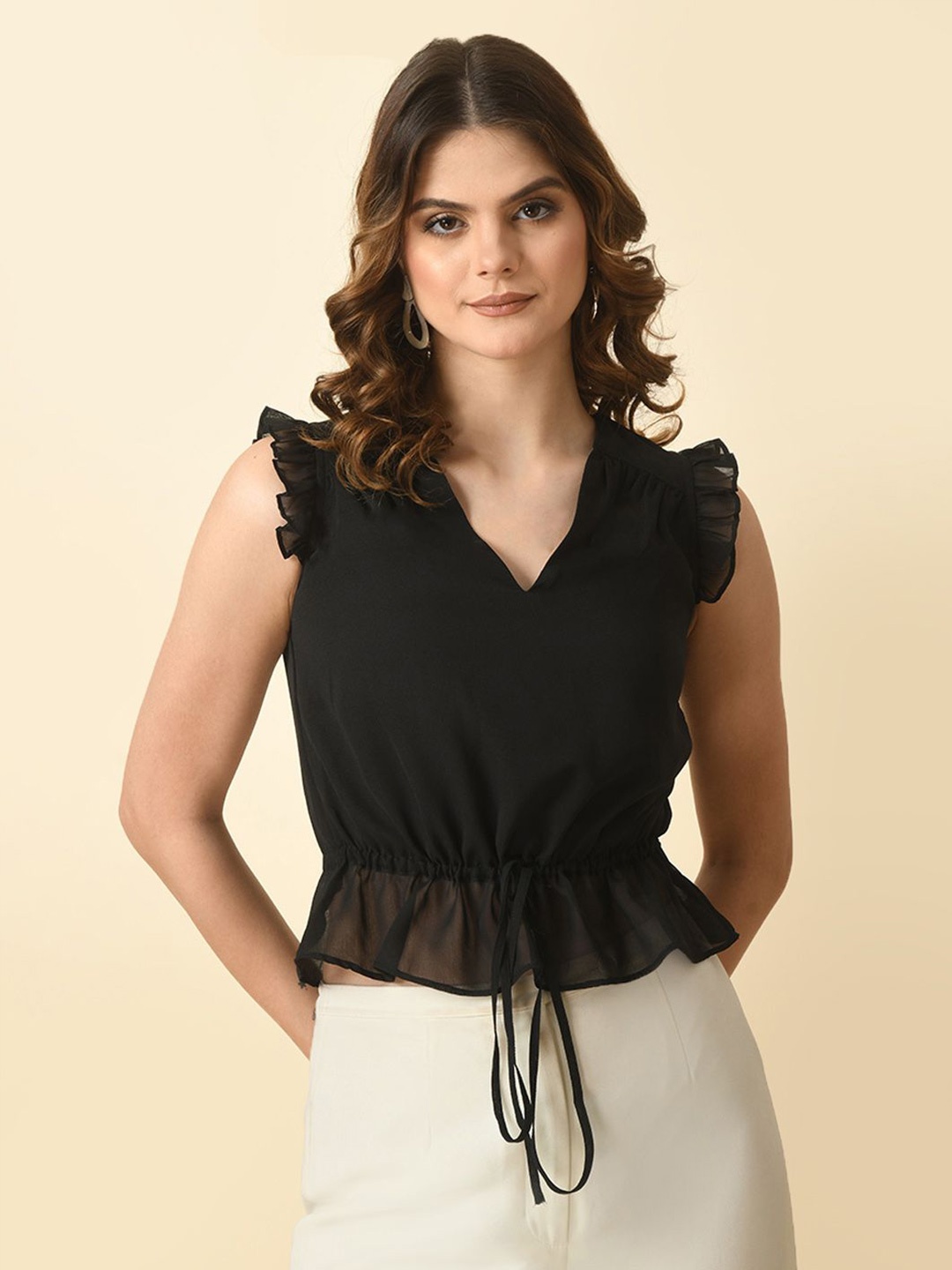 

Tushita Cinched Waist Top, Black