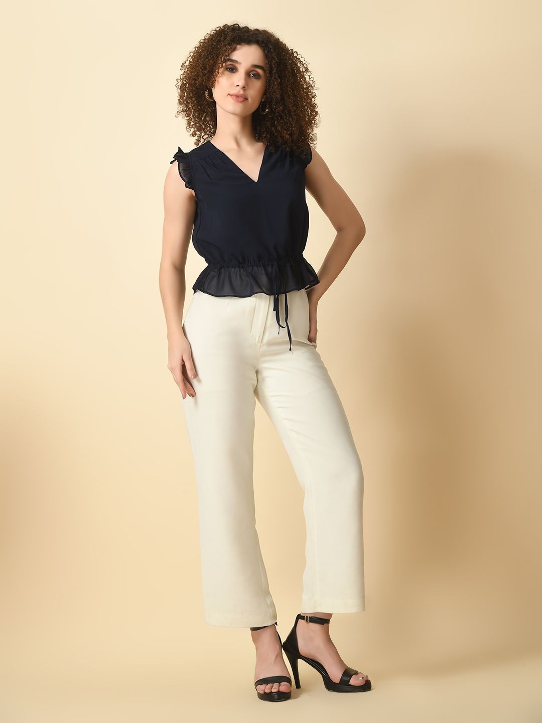 

Tushita Georgette Blouson Top, Navy blue