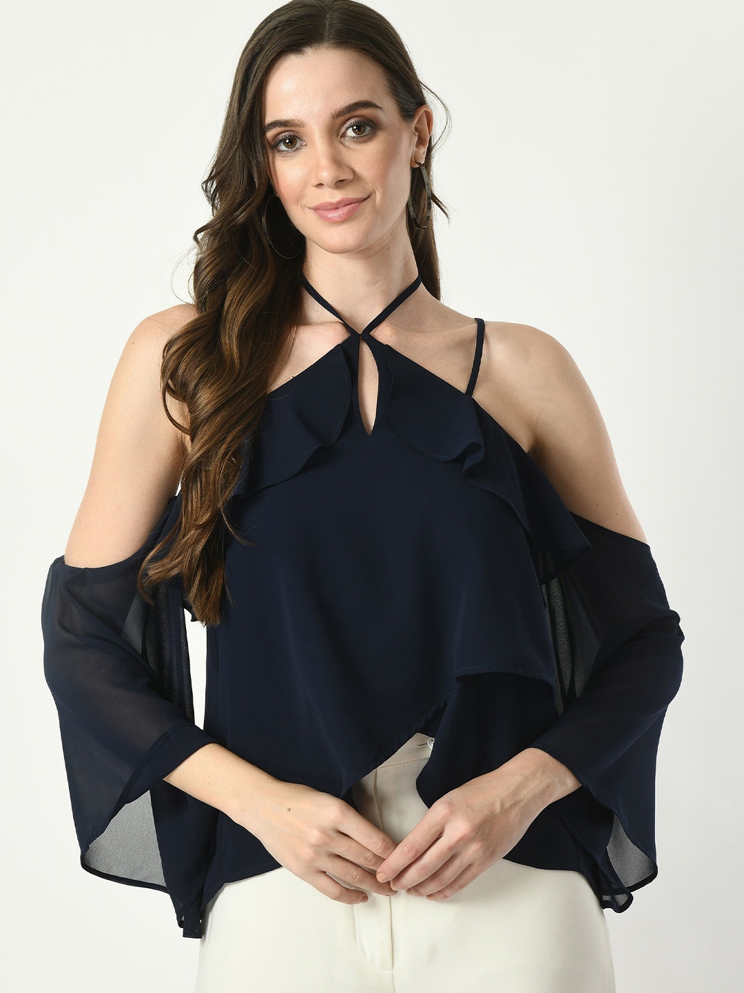 

Tushita Georgette Top, Navy blue