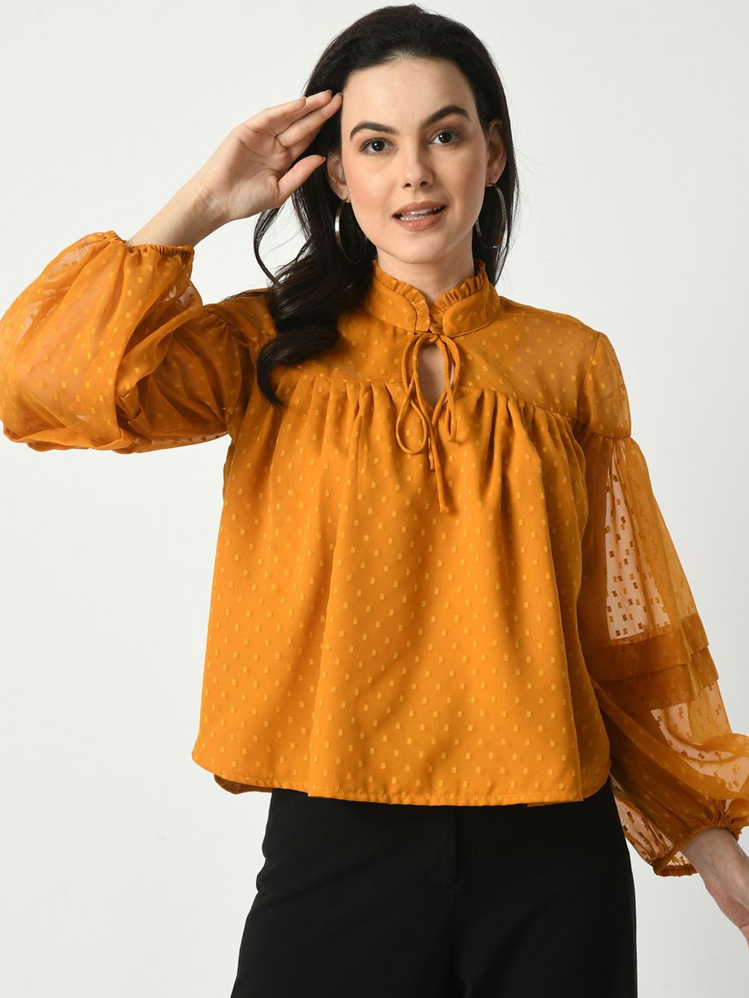 

Tushita Bishop Sleeves Top, Gold