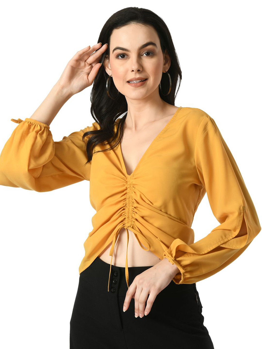 

Tushita Crepe Styled Back Top, Gold