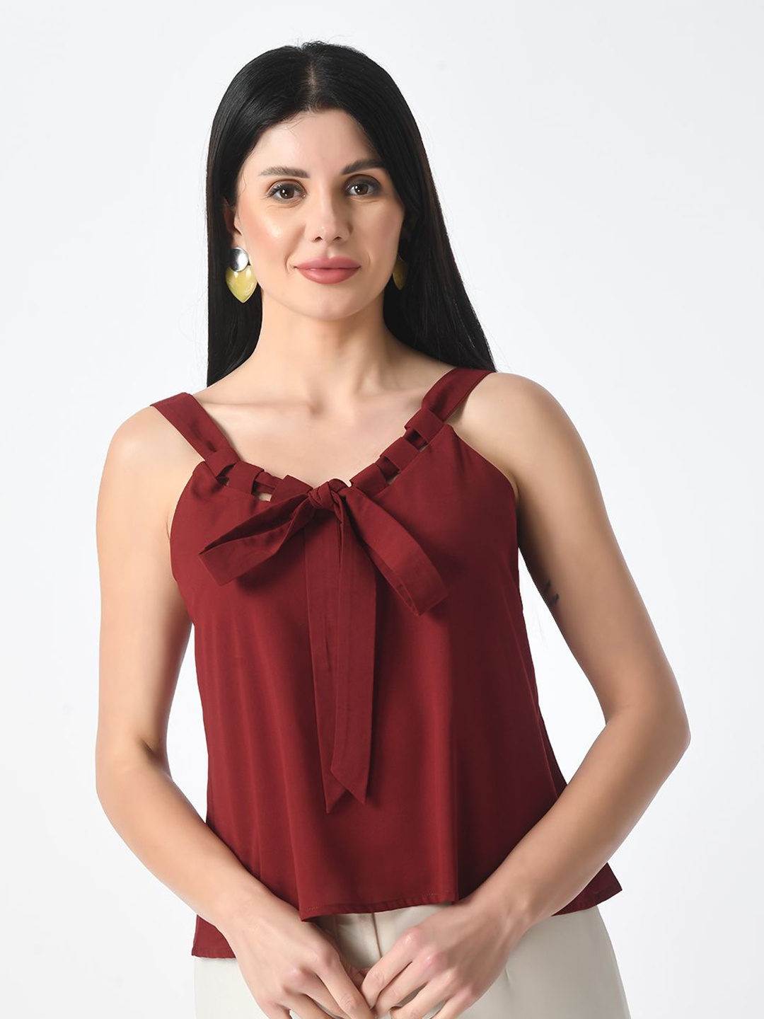 

Tushita Crepe Styled Back Top, Maroon