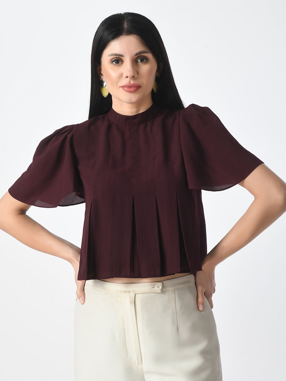 

Tushita Crepe Styled Back Top, Red