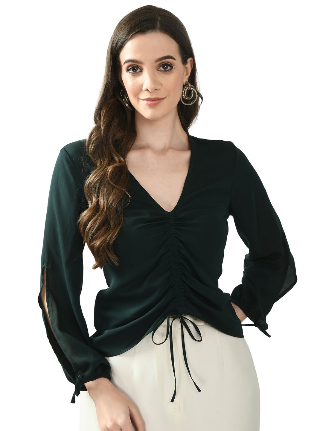 

Tushita Crepe Styled Back Top, Green