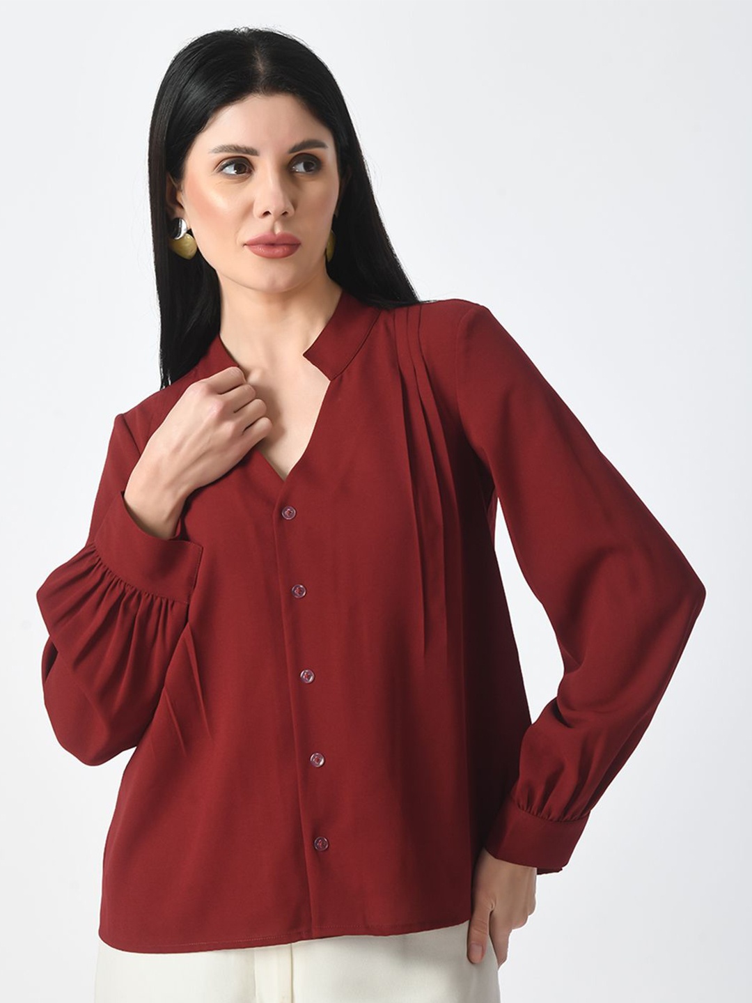 

Tushita Crepe Styled Back Top, Maroon