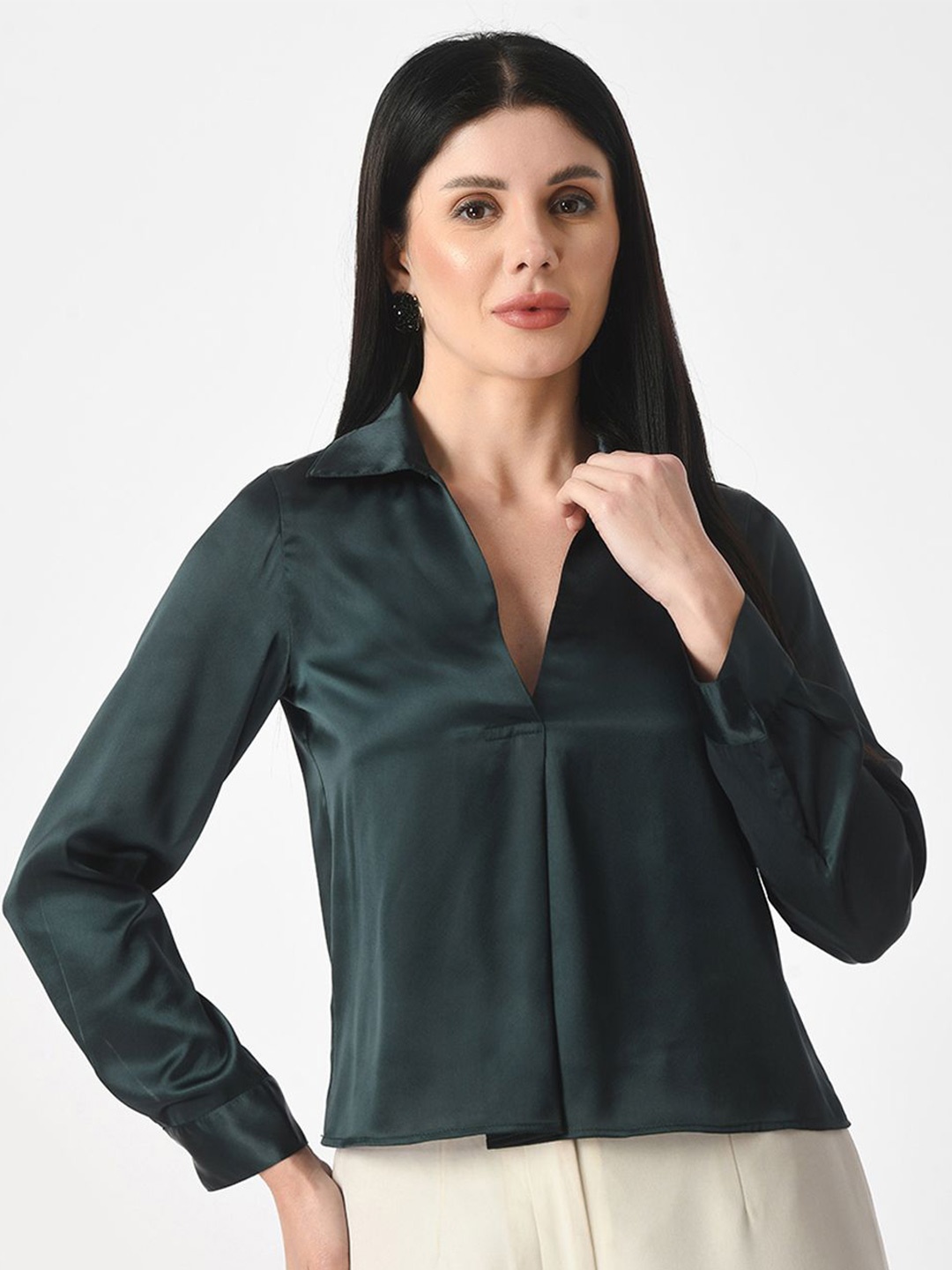 

Tushita Satin Top, Green