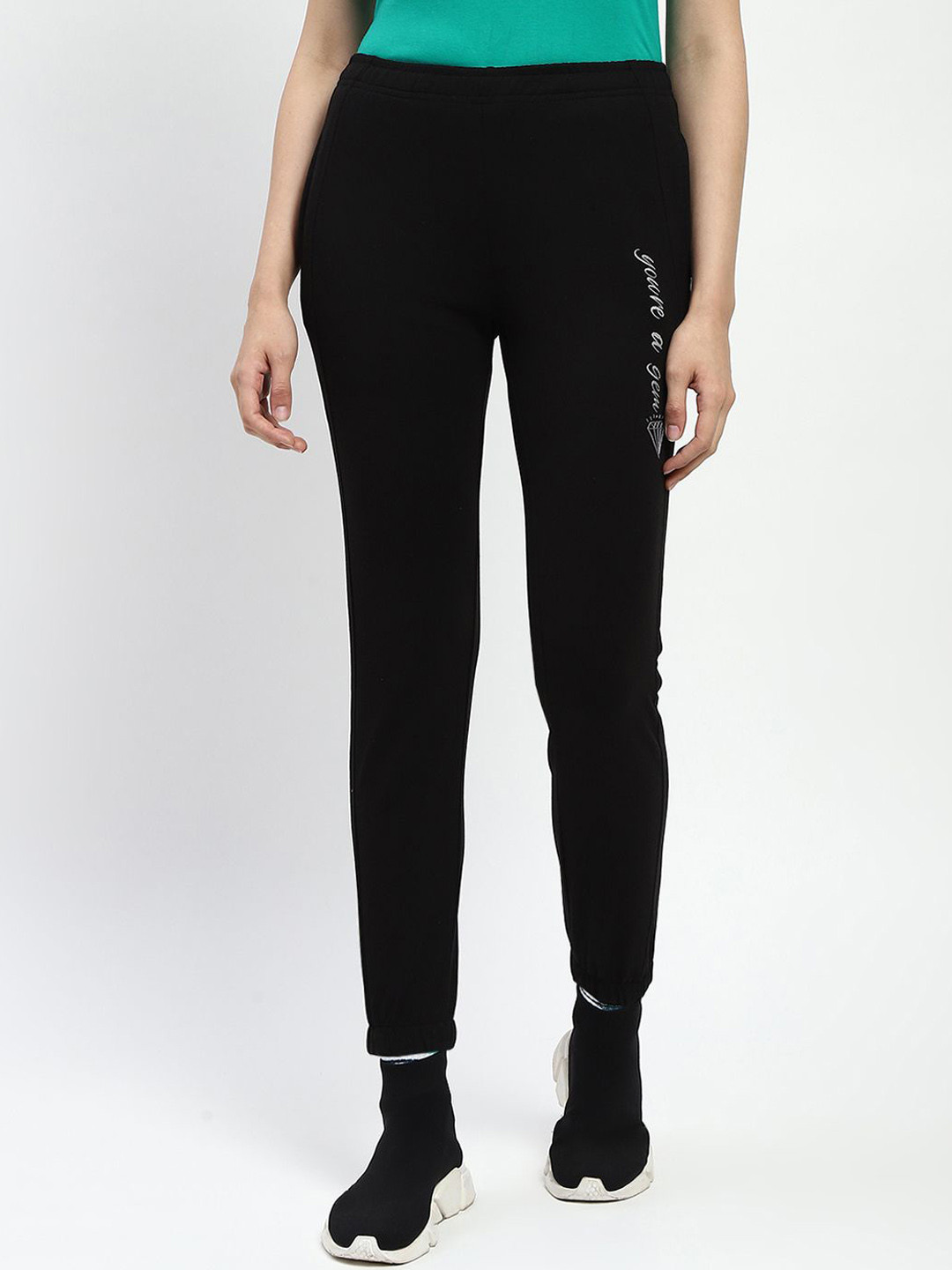 

MADAME M SECRET Women Mid Rise Track Pants, Black