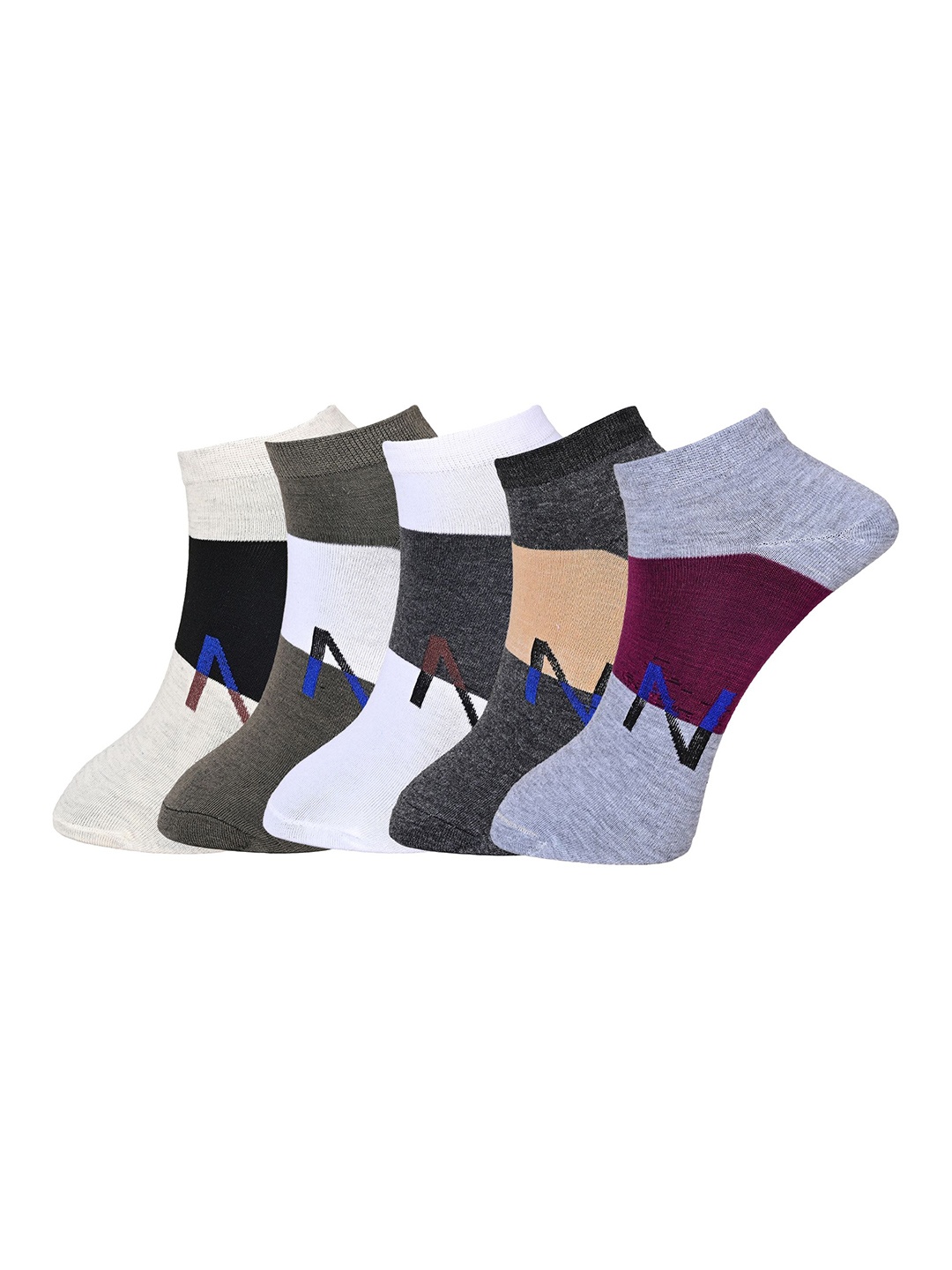 

BAESD Pack Of 5 Patterned Ankle-Length Socks, White
