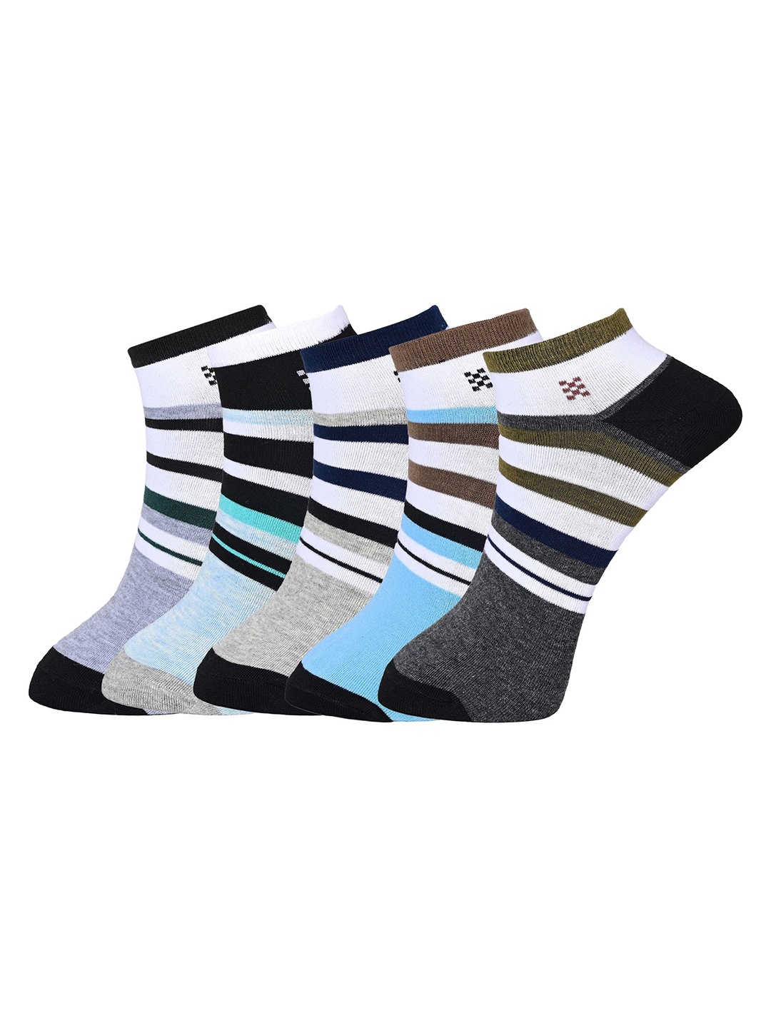 

BAESD Pack Of 5 Patterned Cotton Ankle-Length Socks, White
