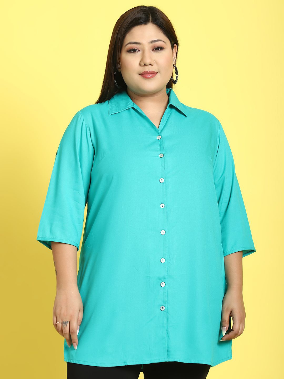 

theRebelinme Women Relaxed Opaque Casual Shirt, Teal