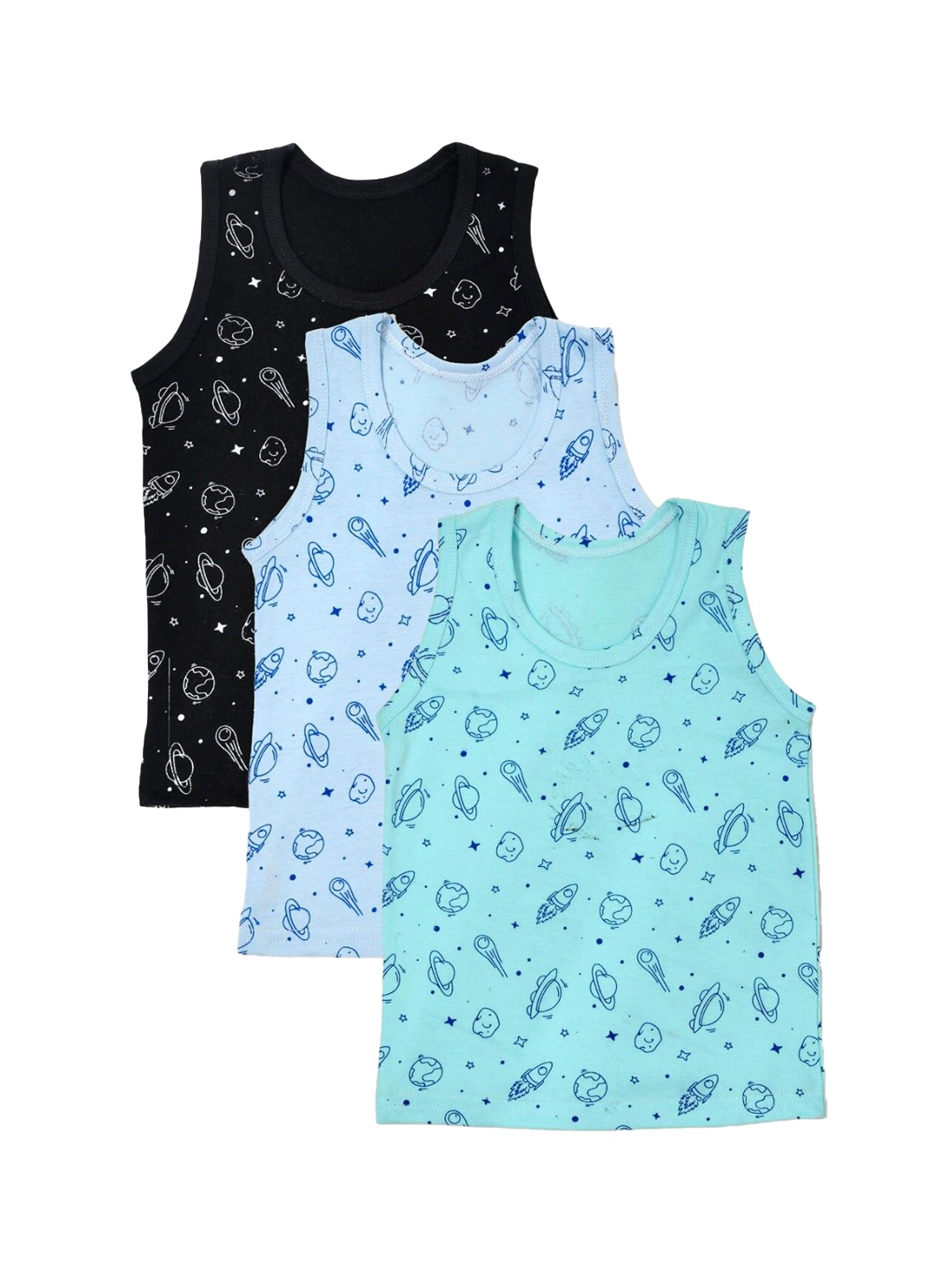 YK Boys Pack of 3 Assorted Cotton Innerwear Vests YK-4008-Vprn
