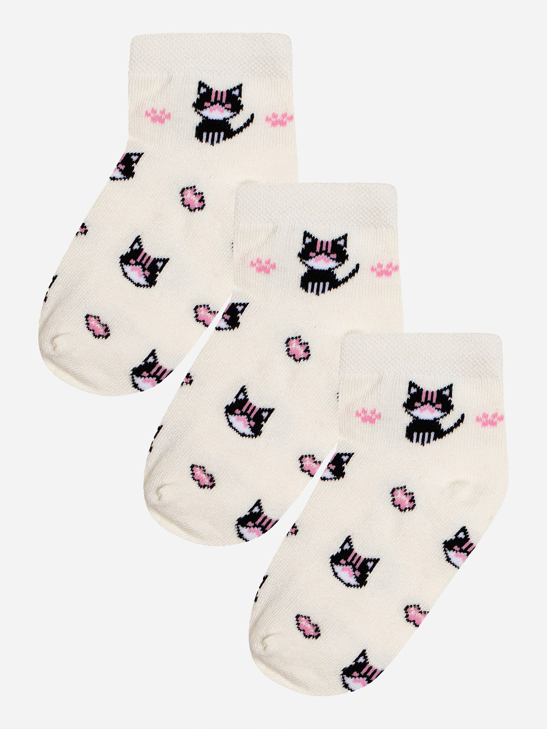 

Bodycare Girls Pack Of 3 Patterned Ankle Length Socks, Off white