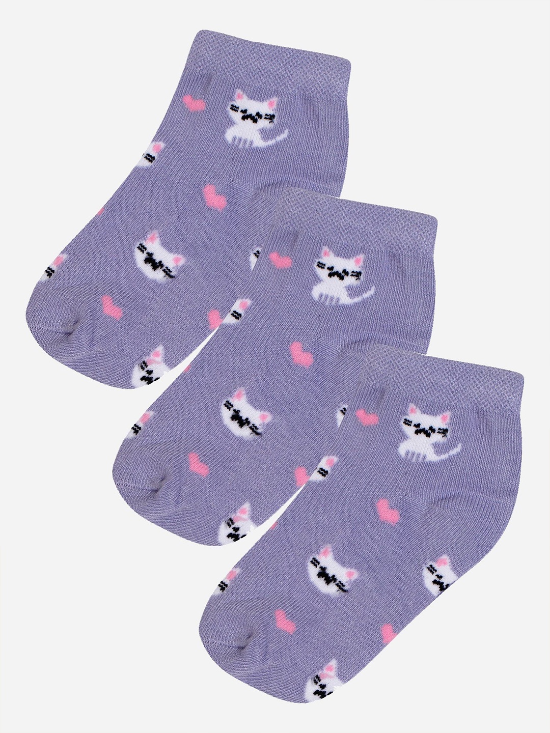 

Bodycare Girls Pack Of 3 Printed Cotton Ankle-Length Socks, Purple