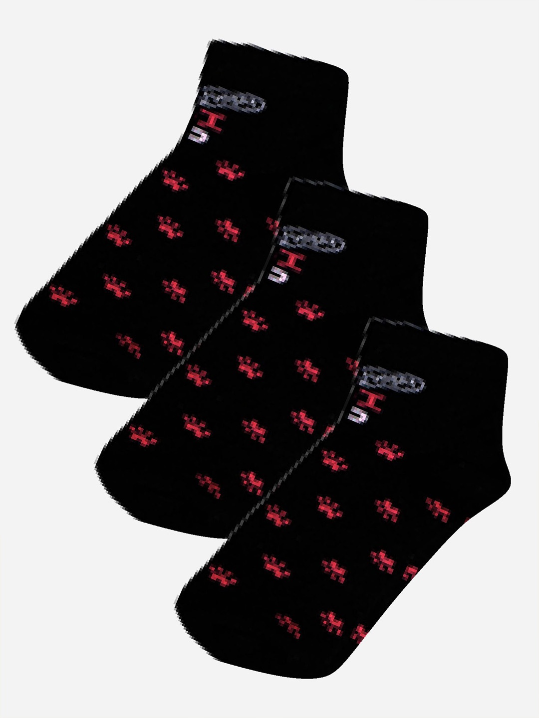 

Bodycare Girls Pack Of 3 Printed Cotton Ankle-Length Socks, Black