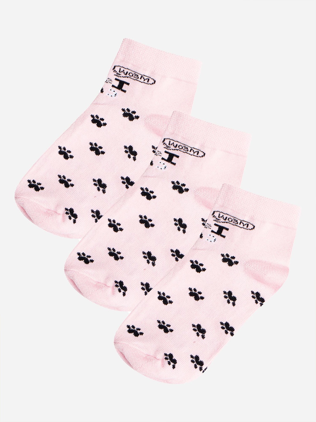 

Bodycare Girls Pack Of 3 Printed Ankle-Length Socks, Pink