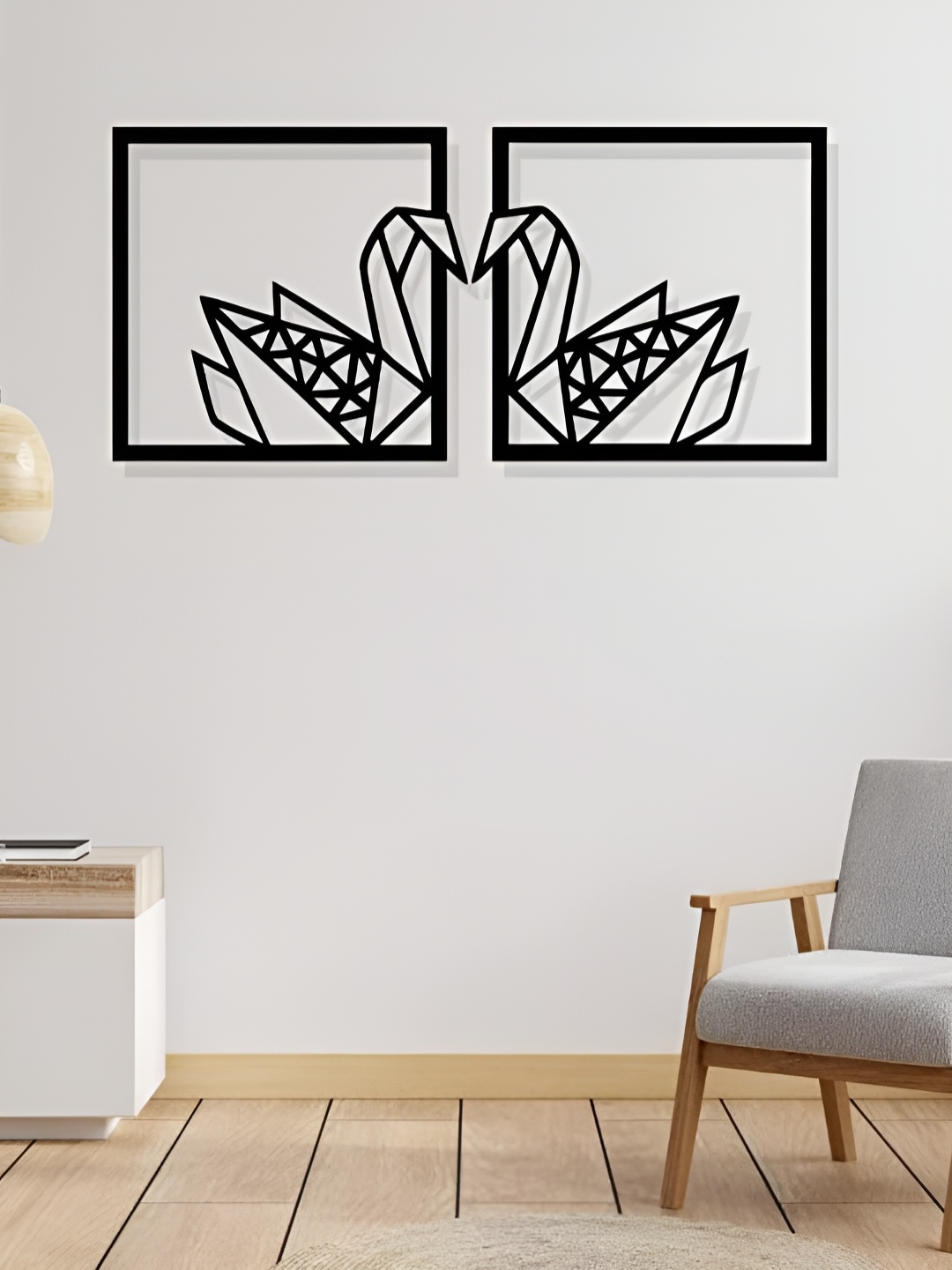 

Artrooms Swan Couple Metal Wall Art, Black