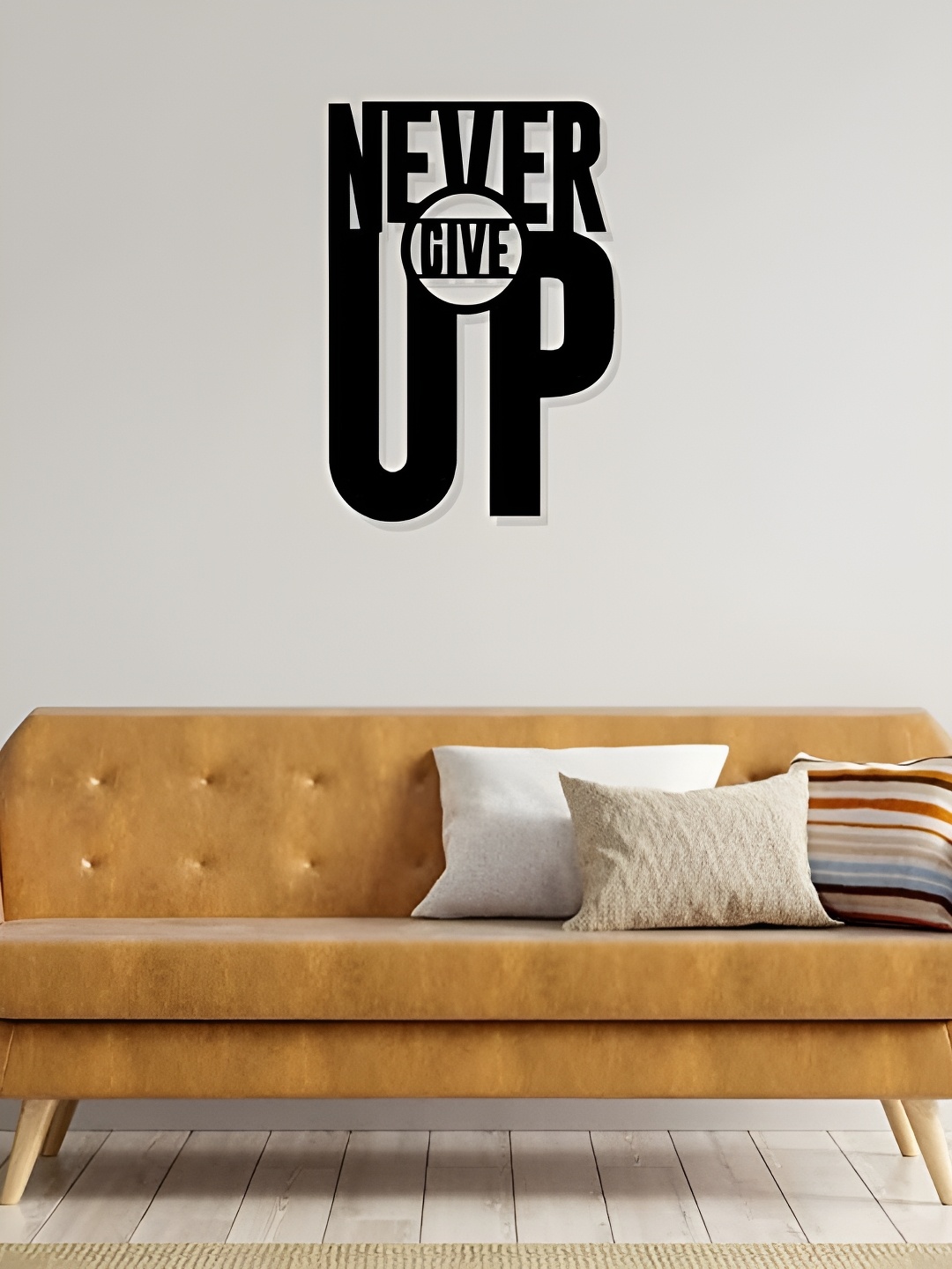 

Artrooms Never Give Up Metal Wall Art, Black