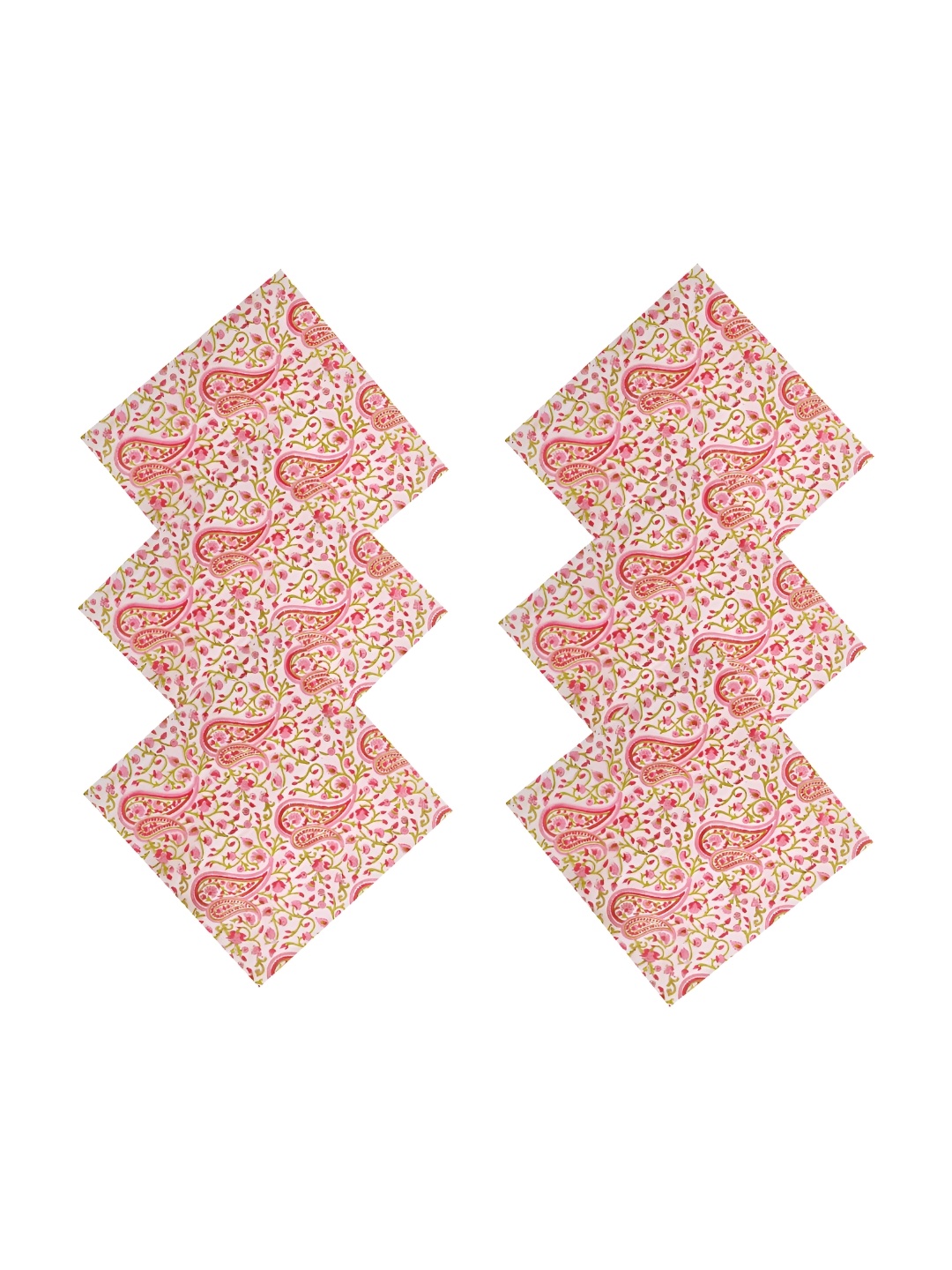 

HANDICRAFT PALACE White & Pink 6 Pieces Printed Cotton Table Napkins