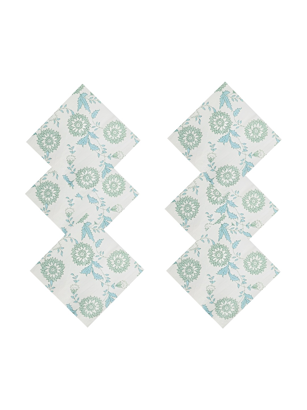 

HANDICRAFT PALACE White 6 Pieces Printed Cotton Table Napkins