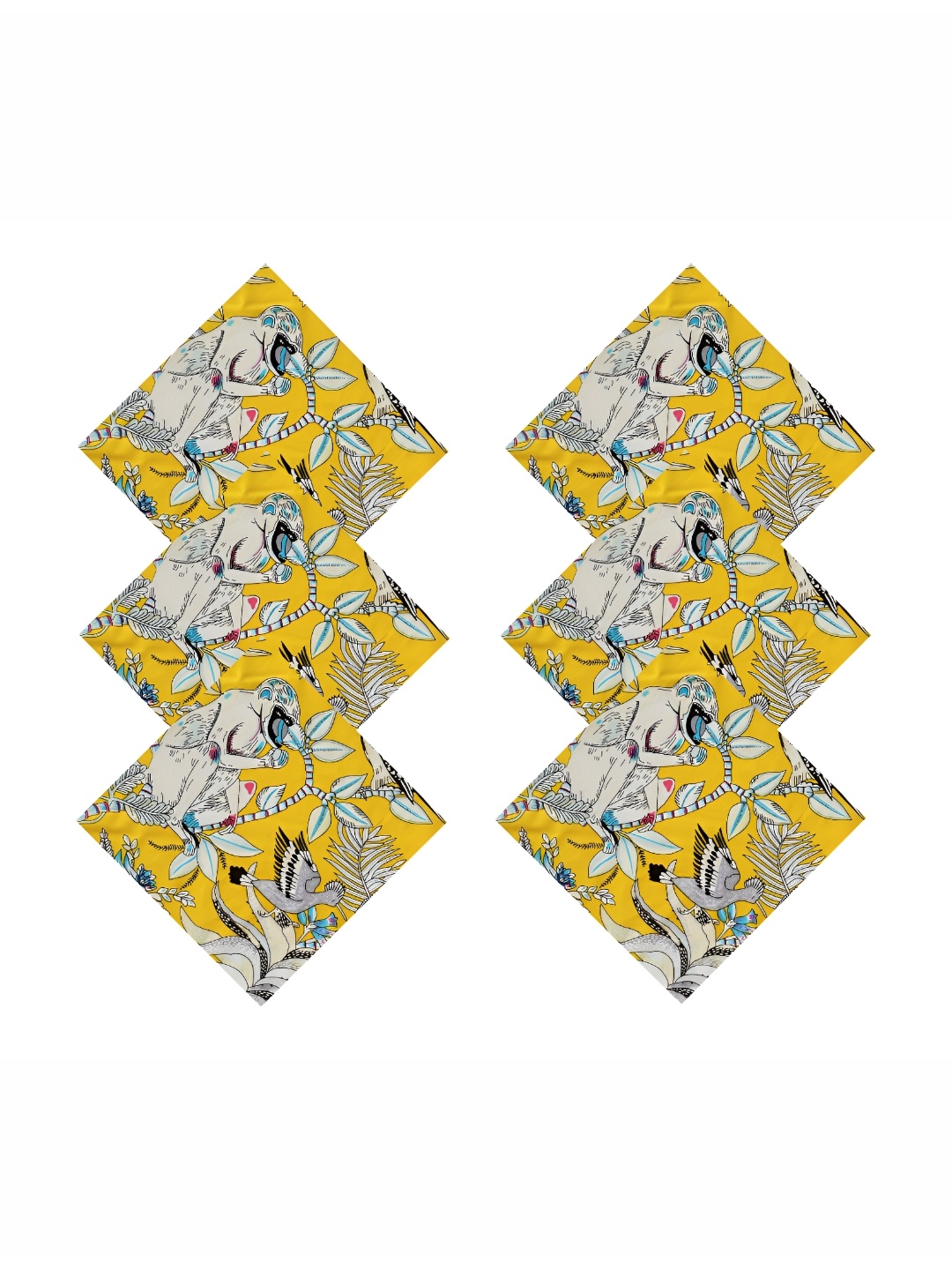 

HANDICRAFT PALACE Yellow 6 Pieces Printed Cotton Table Napkins