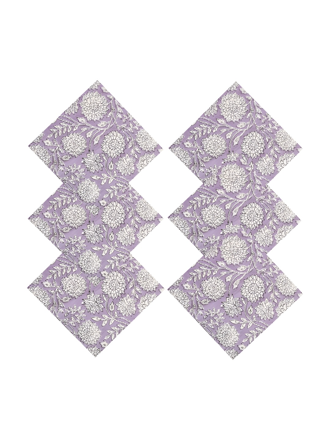 

HANDICRAFT PALACE Purple 6 Pieces Printed Cotton Table Napkins