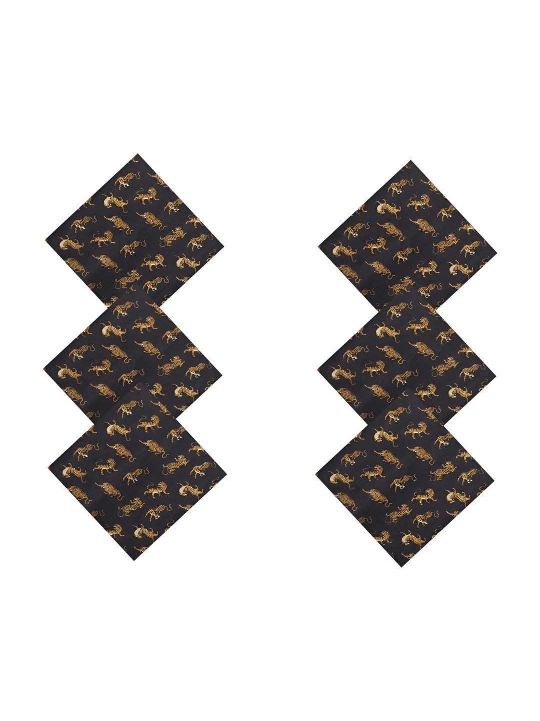 

HANDICRAFT PALACE Black & Brown 6 Pieces Printed Square Cotton Table Napkins