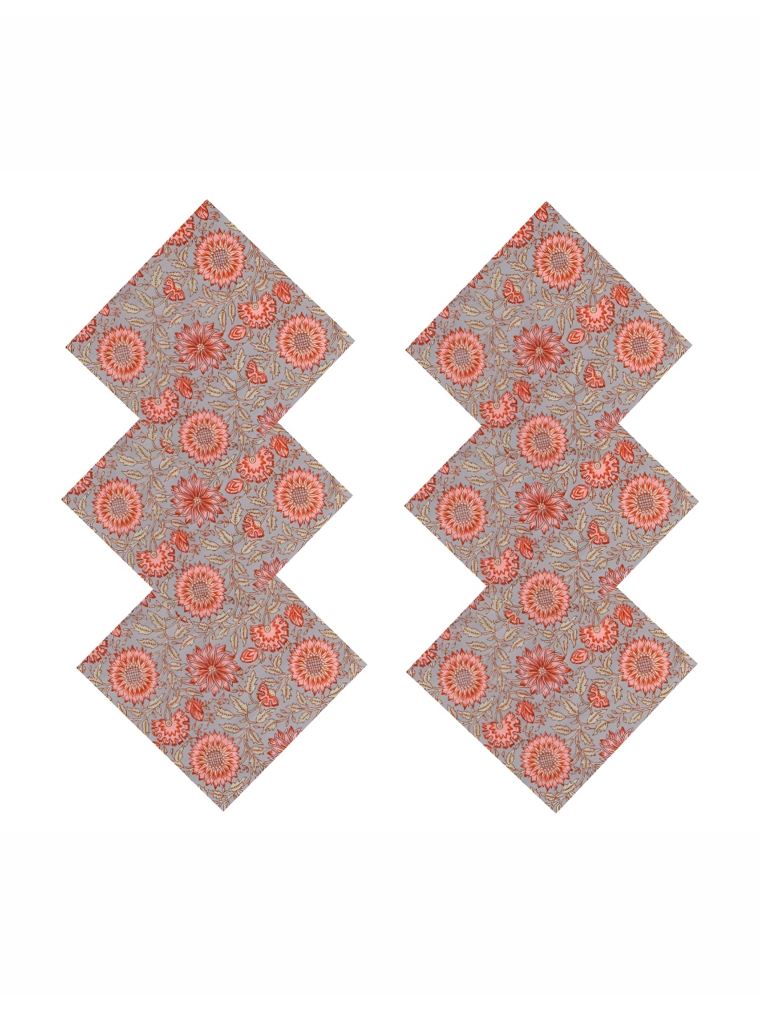 

HANDICRAFT PALACE Grey 6 Pieces Printed Cotton Table Napkins