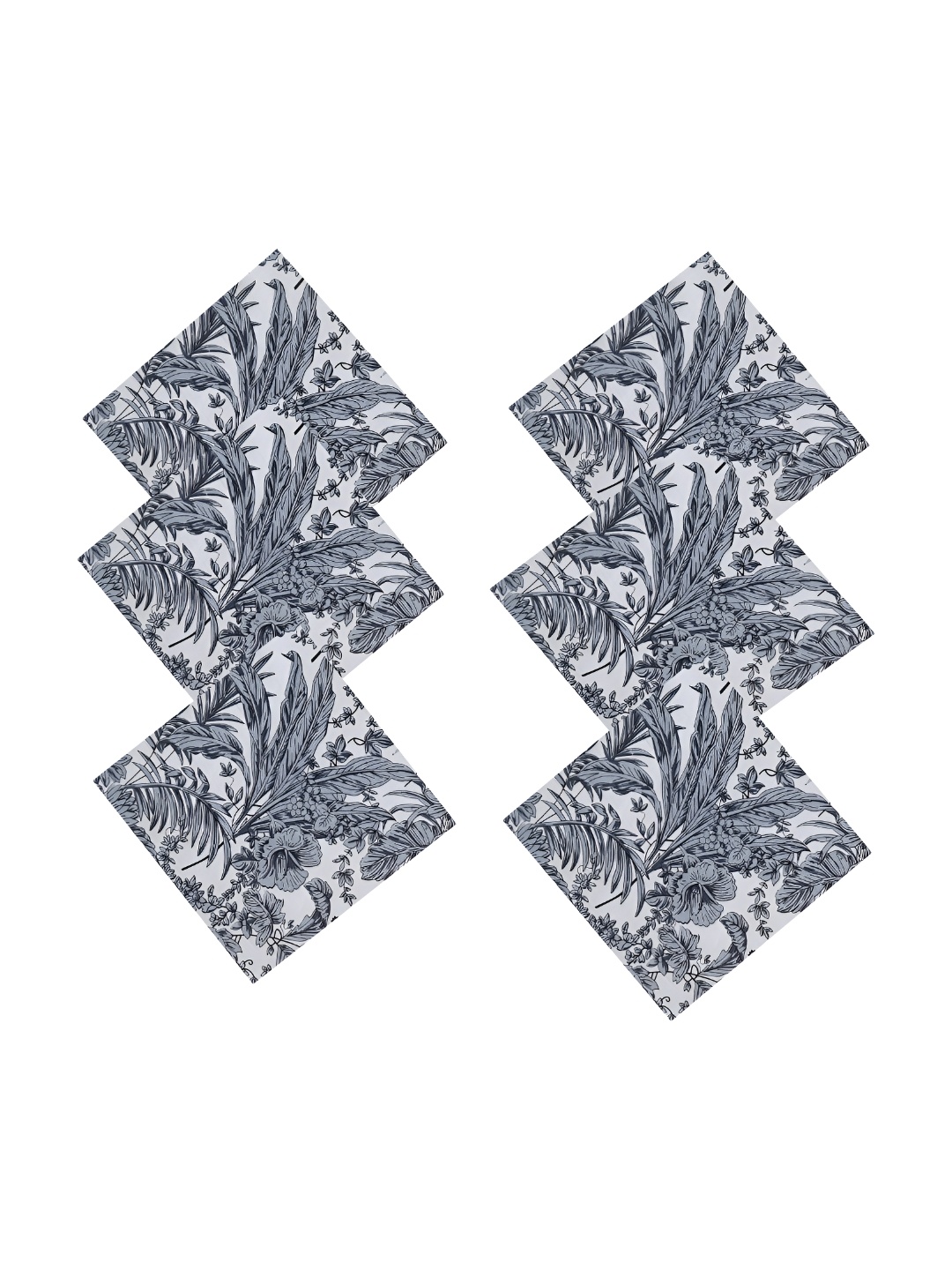 

HANDICRAFT PALACE White & Grey 6 Pieces Printed Cotton Table Napkins