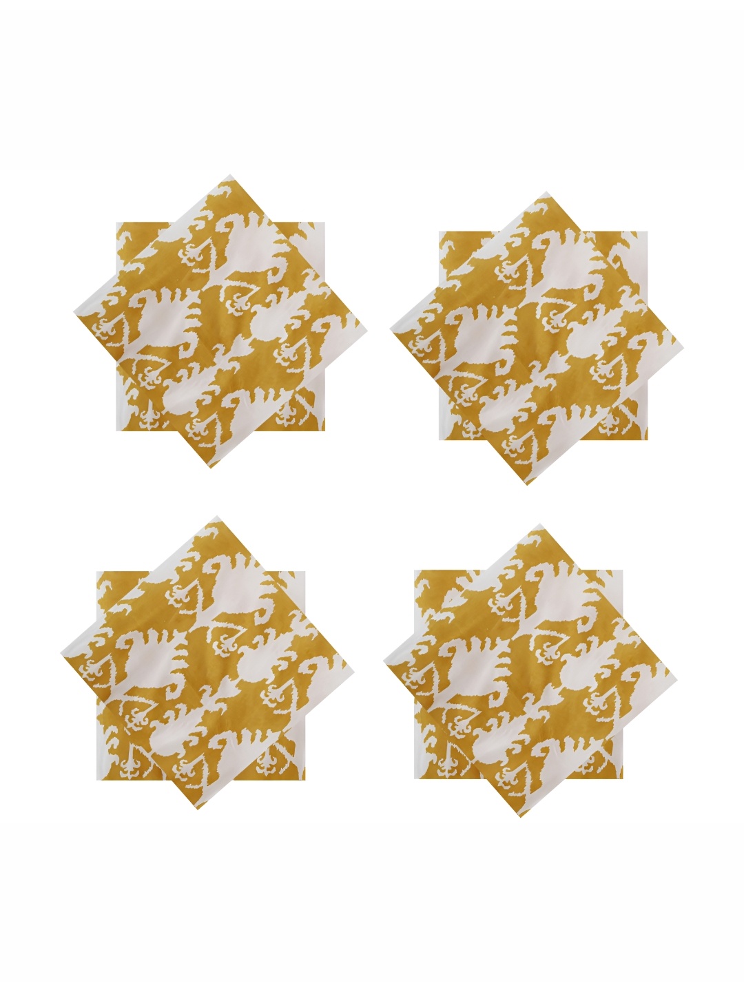 

HANDICRAFT PALACE Yellow & White 6 Pieces Floral Printed Cotton Table Napkins