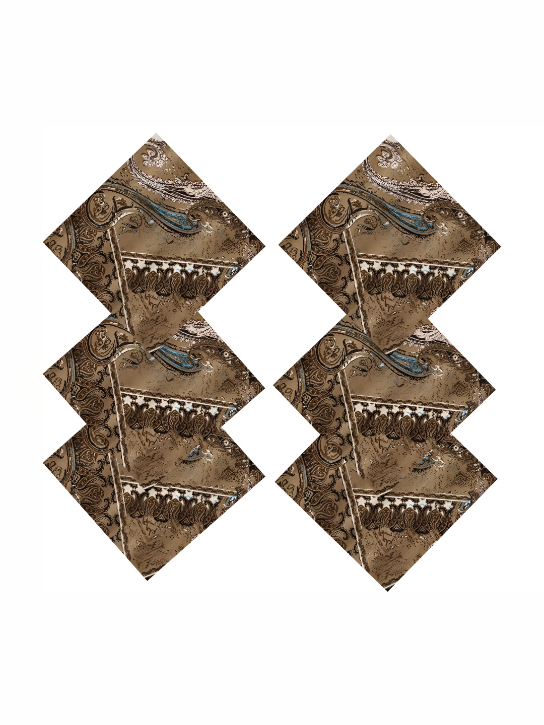 

HANDICRAFT PALACE Brown & White 6 Pieces Printed Cotton Table Napkins