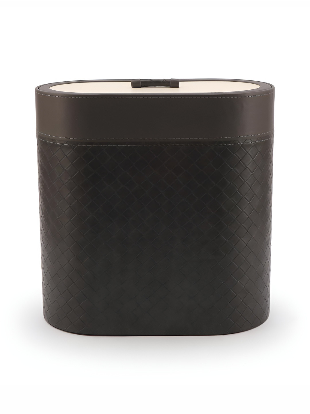

THE HOME CO.Brown & Off - White Self Design Dustbin With Lid